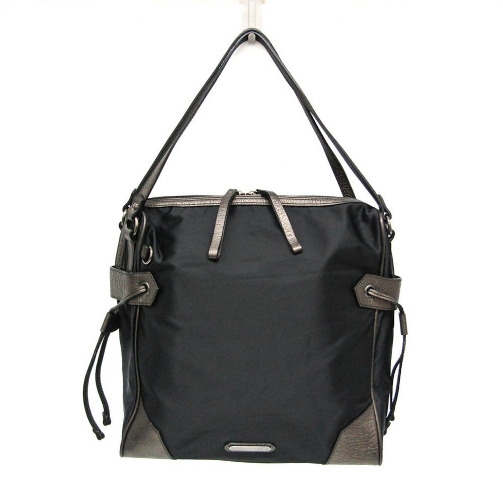 Burberry Women's Nylon,Leather Shoulder Bag,Tote Bag Dark Gray,Gunmetal